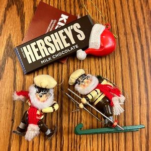 Vintage 1990s Hershey’s Kurt Adler Wooden Collectible Elf Christmas Ornaments